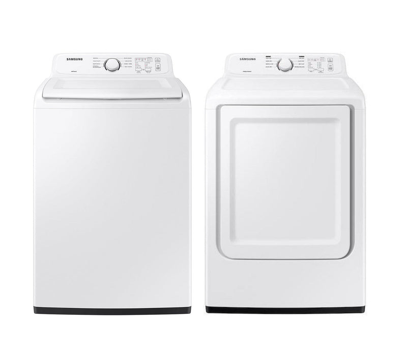 Samsung 27" Top Load Washer w/4 cu. ft. Capacity, 8 Wash Cycles & Samsung 7.2 Cu Ft Electric Dryer in White-Washburn's Home Furnishings