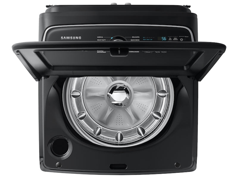 Samsung 5.4 cu.ft. Extra-Large Capacity Smart Top Load Washer with ActiveWave Agitator and Super Speed Wash in Brushed Black-Washburn's Home Furnishings