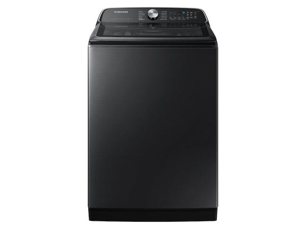 Samsung 5.4 cu.ft. Extra-Large Capacity Smart Top Load Washer with ActiveWave Agitator and Super Speed Wash in Brushed Black-Washburn's Home Furnishings