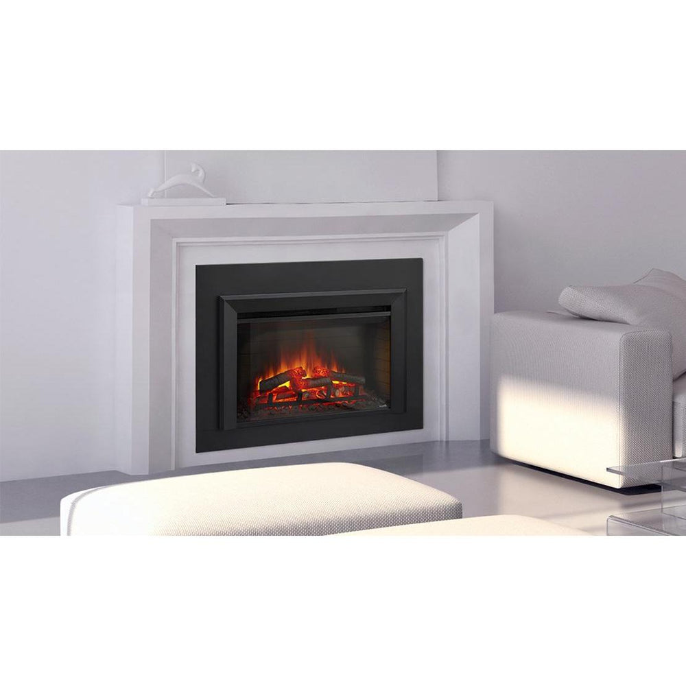 SimpliFire 30-inch electric insert; optional front, surround and room finishes may be shown.