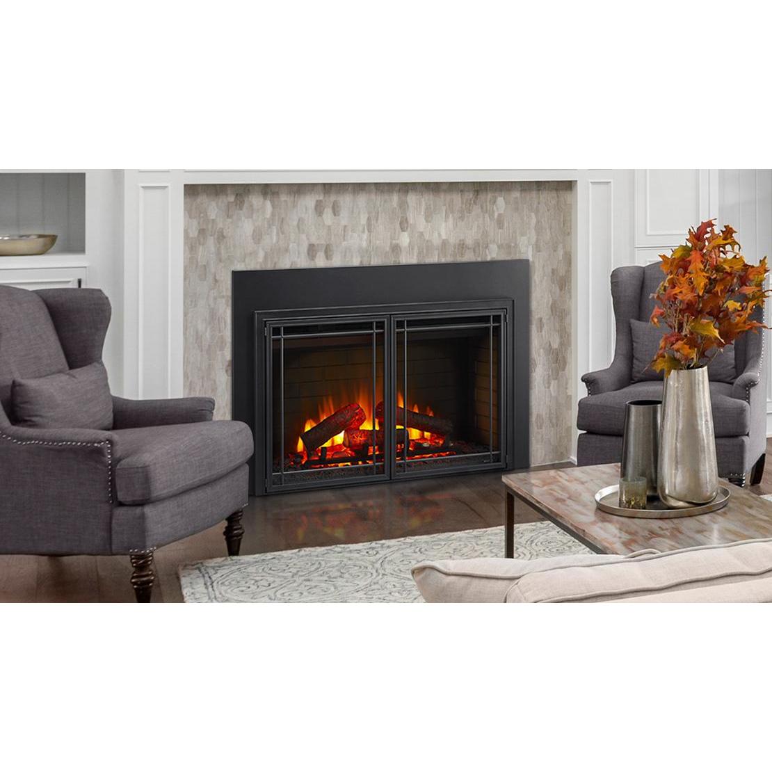 SimpliFire 35-inch electric insert; optional front, surround and room finishes may be shown.