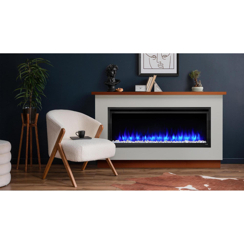 Allusion Platinum 50" electric fireplace with Boyd Build-out Kit; optional equipment and room finishes may be shown and are separate.