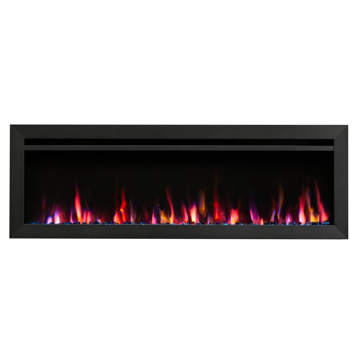 SimpliFire Allusion Slim electric fireplace Series illustration shows the 50-inch model. Surrounding finishes and furnishings are separate.