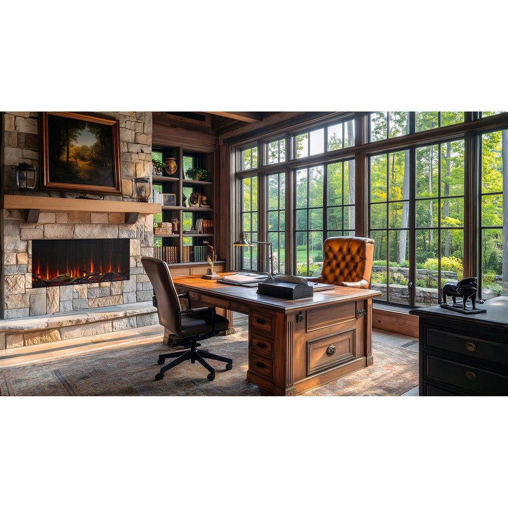 Scion 43: Scion 43" electric fireplace installed in a office.; optional accessories and room finishes may be shown and are separately selected.
