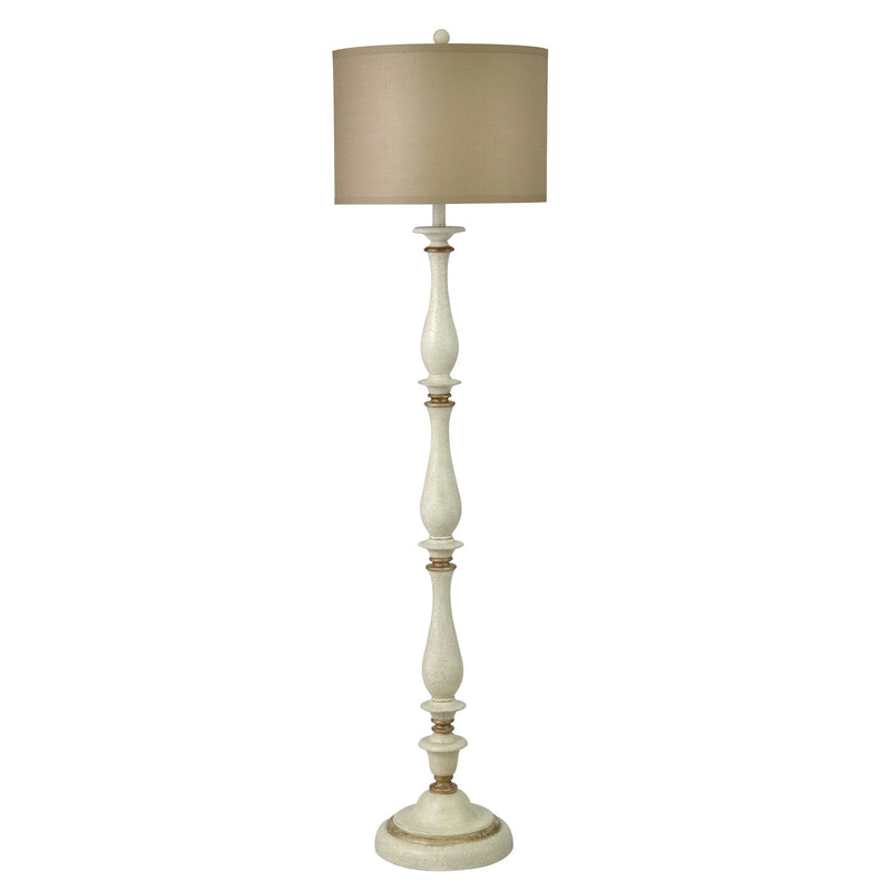 Stylecraft Marseilles Traditional Classic Floor Lamp w/Drum Shade in Silk Blend Taupe Fabric 16in w X 61-Washburn's Home Furnishings
