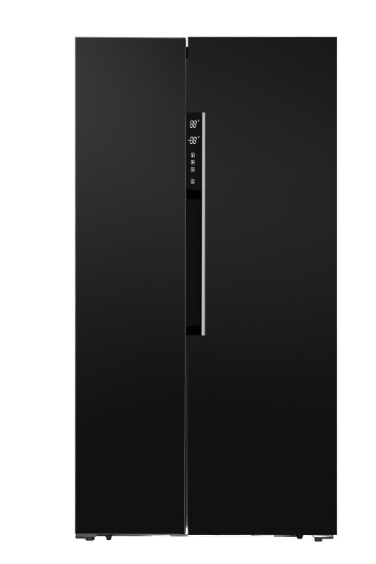 VITARA 18.1 Cubic Foot Side-by-Side Refrigerator with Total No Frost, Electronic Control, LED Lighting, Recessed Handle, Gallon Storage in Black-Washburn's Home Furnishings