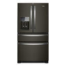 Whirlpool 36" 24.5 CuFt 4-Door French Door Refrigerator w/5 Glass Shelves, External Ice/Water Dispenser, Icemaker in Fingerprint Resistant Black SS-Washburn's Home Furnishings