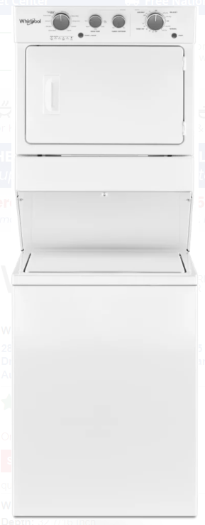 Whirlpool 3.5 cu.ft Electric Stacked Laundry Center 9 Wash cycles and AutoDry - White-Washburn's Home Furnishings