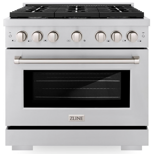ZLINE 36 in. 5.2 cu. ft. 6 Burner Gas Range with Convection Gas Oven in Stainless Steel-Washburn's Home Furnishings