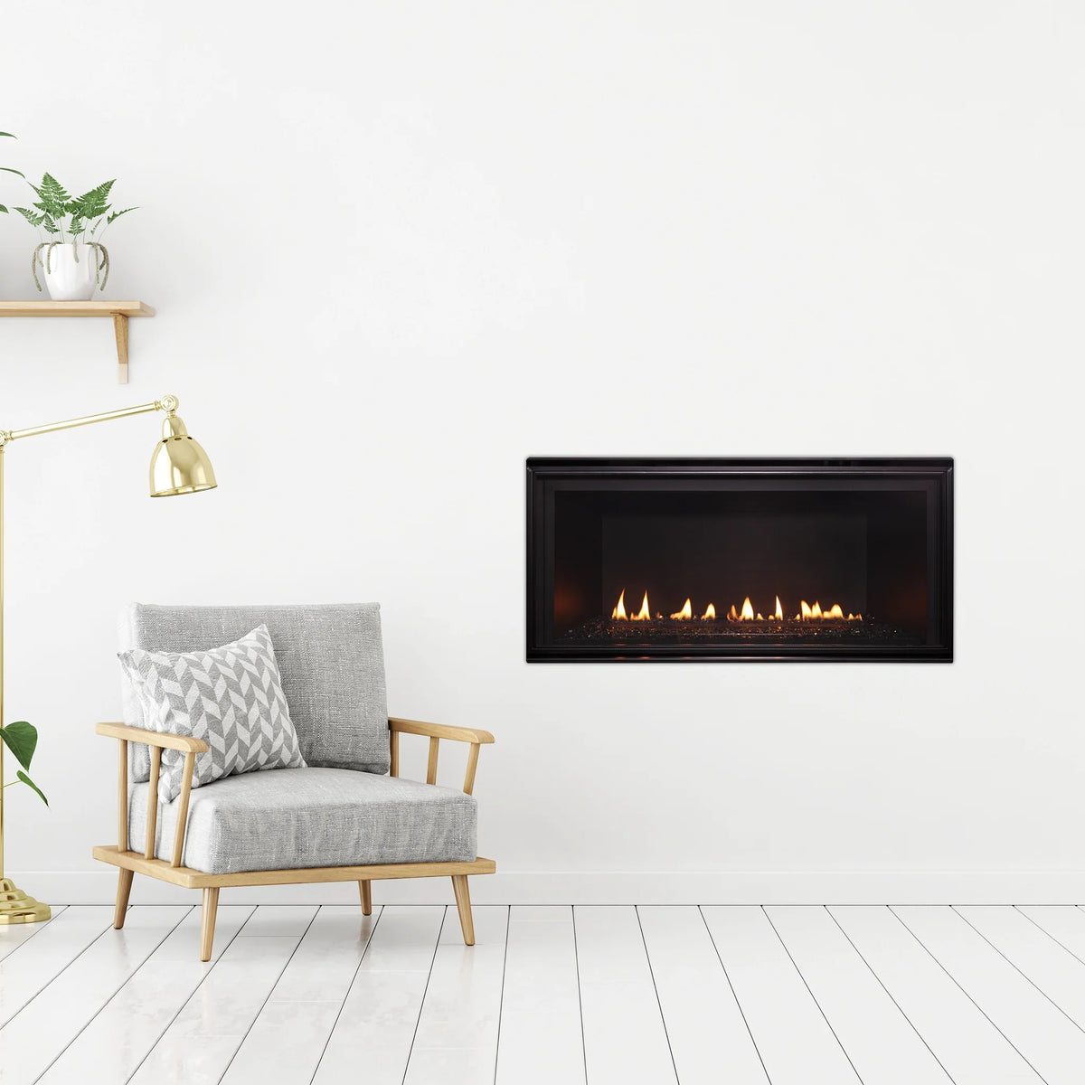 HHT DVLINEAR36 manufacturer room setting; mantel, surround and optional finishing are not included