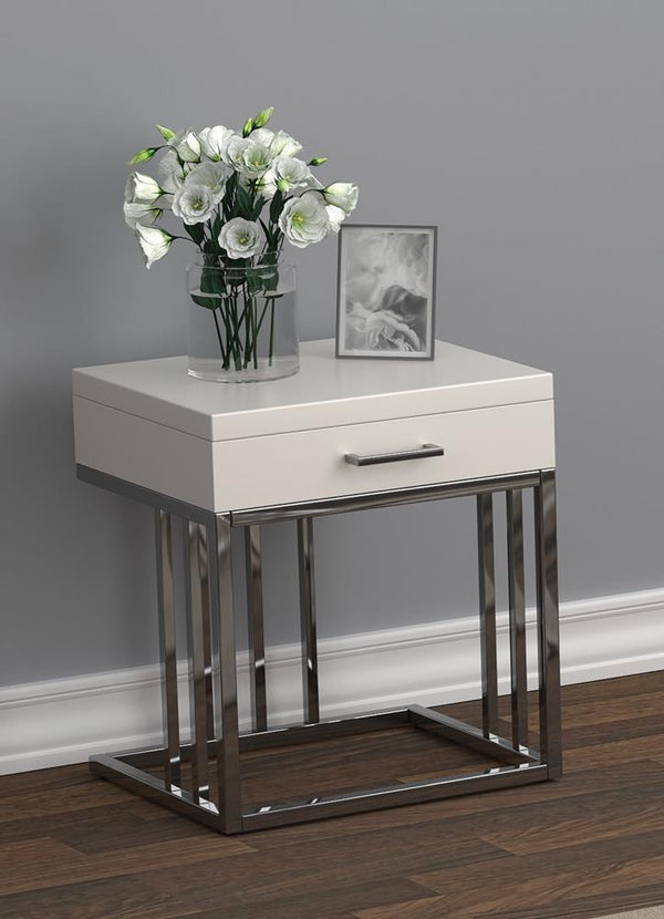 1-drawer Rectangular End Table - White-Washburn's Home Furnishings