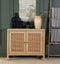 2 Woven Cane Doors Accent Cabinet - Light Brown-Washburn's Home Furnishings