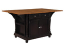 2-drawer Kitchen Island With Drop Leaves - Brown And Black-Washburn's Home Furnishings
