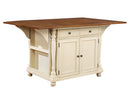 2-drawer Kitchen Island With Drop Leaves - Brown And White-Washburn's Home Furnishings
