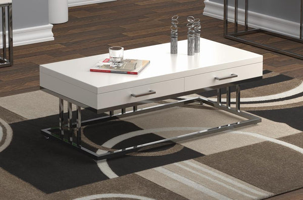 2-drawer Rectangular Coffee Table - White-Washburn's Home Furnishings