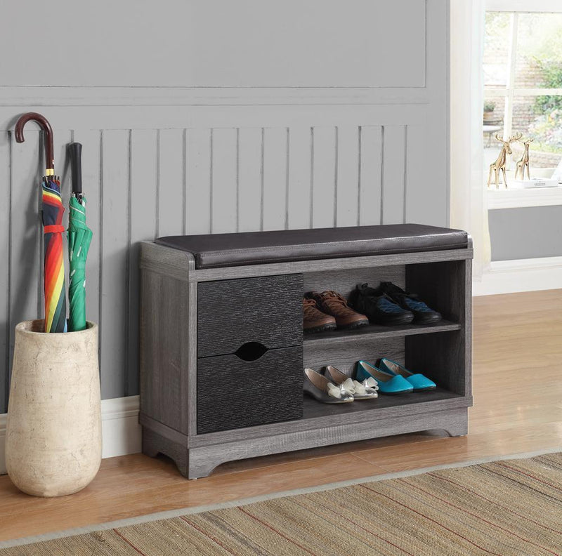 2-drawer Storage Bench - Black-Washburn's Home Furnishings