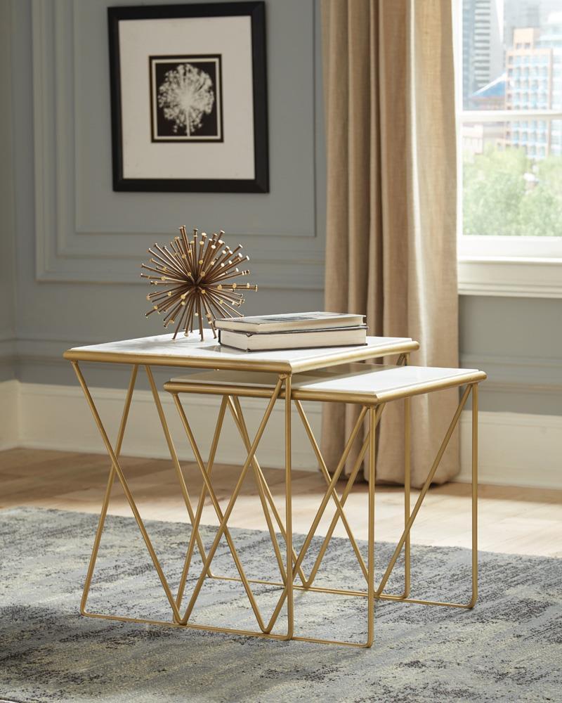 2-piece Nesting Table Set - Yellow-Washburn's Home Furnishings