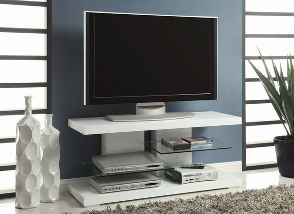 2-shelf Tv Console - Glossy White-Washburn's Home Furnishings