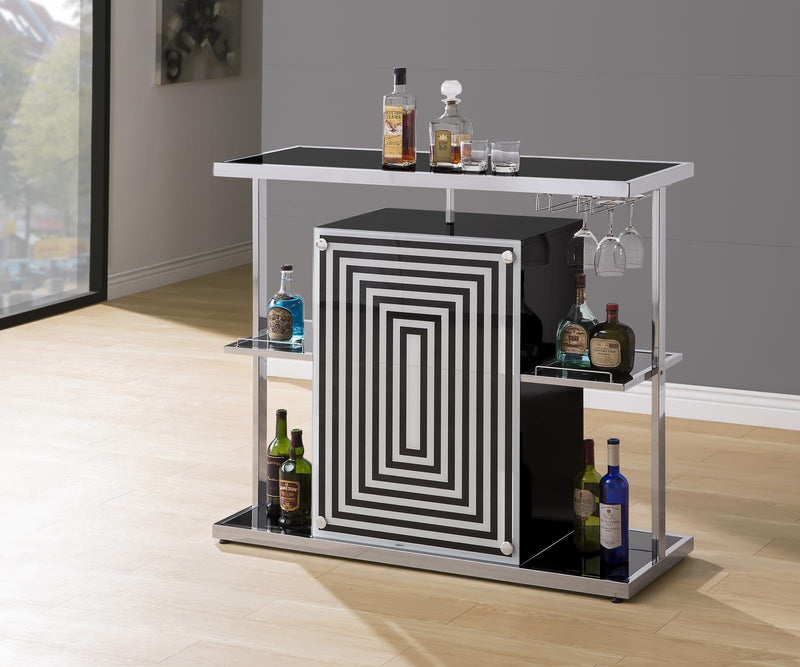 2-tier Bar Unit - Black-Washburn's Home Furnishings