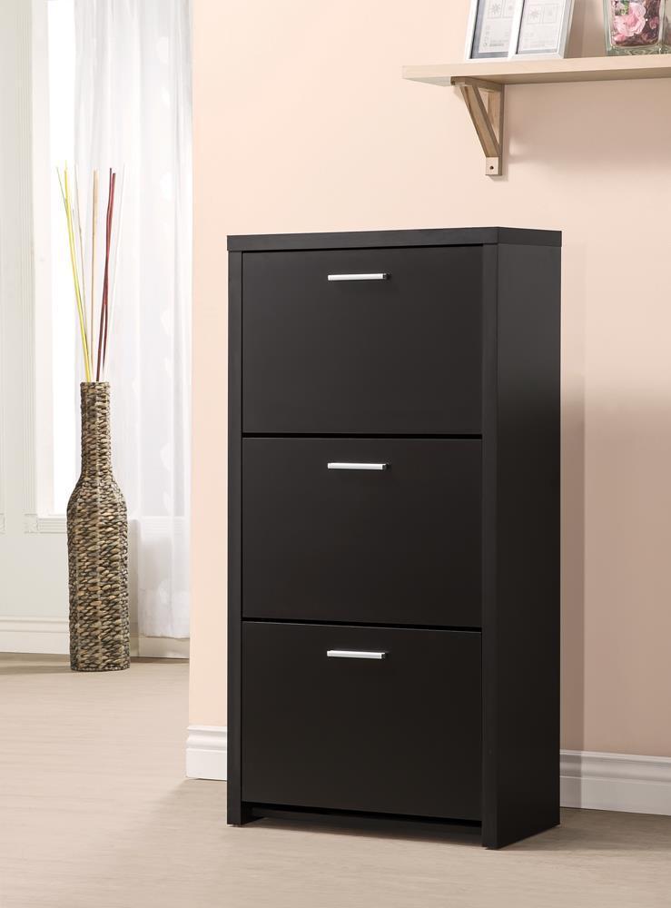 3-drawer Shoe Cabinet - Black-Washburn's Home Furnishings