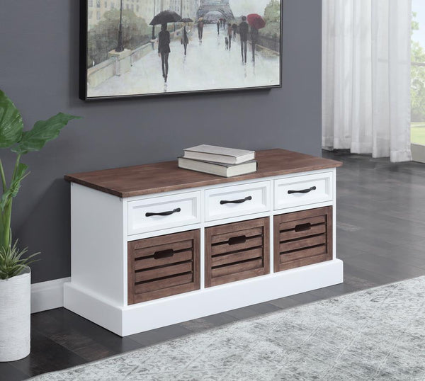 3-drawer Storage Bench - Weathered Brown-Washburn's Home Furnishings