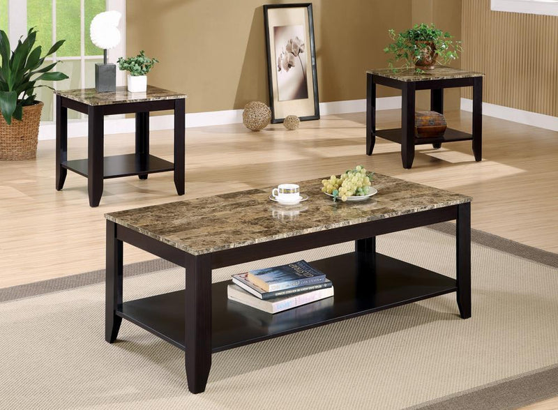 3-piece Occasional Table Set With Shelf - Brown-Washburn's Home Furnishings