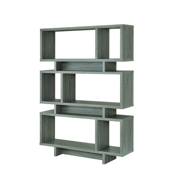 3-tier Geometric - Bookcase - Weathered Grey-Washburn's Home Furnishings