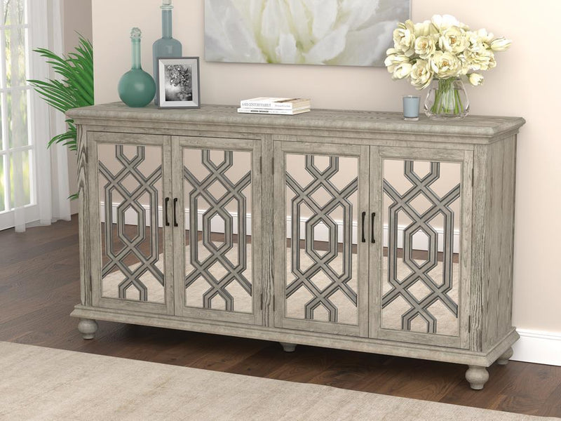 4-door Accent Cabinet - Pearl Silver-Washburn's Home Furnishings