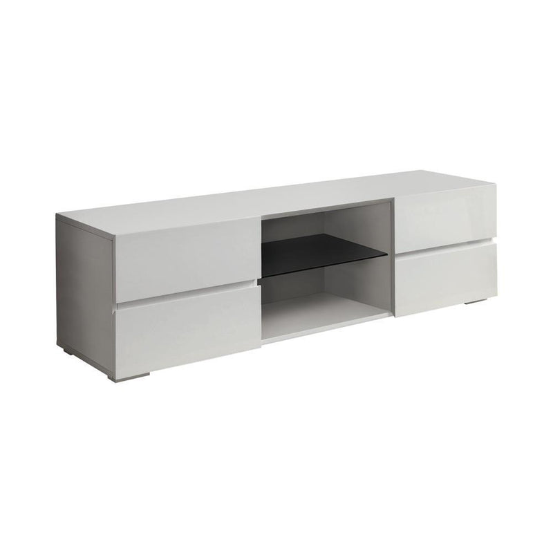 4-drawer Tv Console Glossy - White-Washburn's Home Furnishings