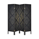 4-panel Damask Pattern Folding Screen - Black-Washburn's Home Furnishings