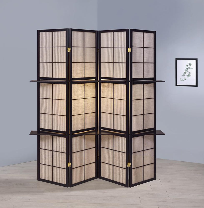 4-panel Folding Screen With Removable Shelves - Beige-Washburn's Home Furnishings