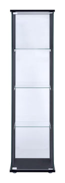 4-shelf Glass Curio Cabinet - Black-Washburn's Home Furnishings