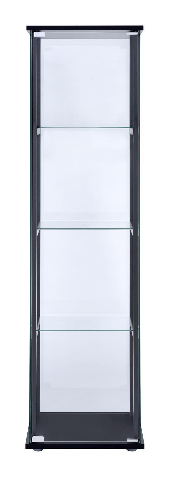 4-shelf Glass Curio Cabinet - Black-Washburn's Home Furnishings