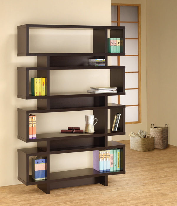 4-tier Open Back Bookcase - Cappuccino-Washburn's Home Furnishings