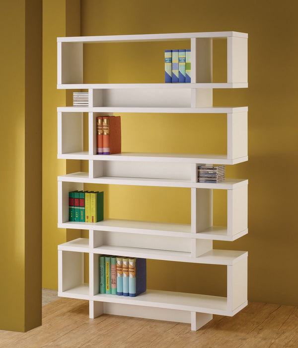 4-tier Open Back Bookcase - White-Washburn's Home Furnishings