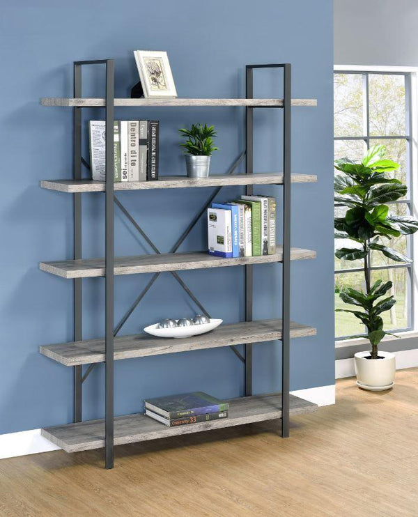 5-shelf Bookcase - Light Grey-Washburn's Home Furnishings