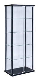 5-shelf Glass Curio Cabinet - Black-Washburn's Home Furnishings