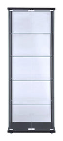 5-shelf Glass Curio Cabinet - Black-Washburn's Home Furnishings