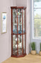 6-shelf Transitional Corner Curio Cabinet - Brown-Washburn's Home Furnishings