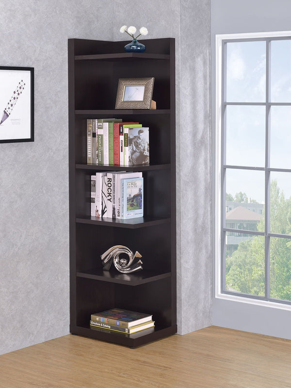 6-tier Corner Bookcase - Brown-Washburn's Home Furnishings