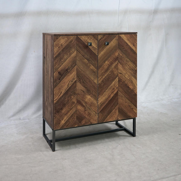 Accent Cabinet With Classic Herringbone - Pattern - Brown-Washburn's Home Furnishings