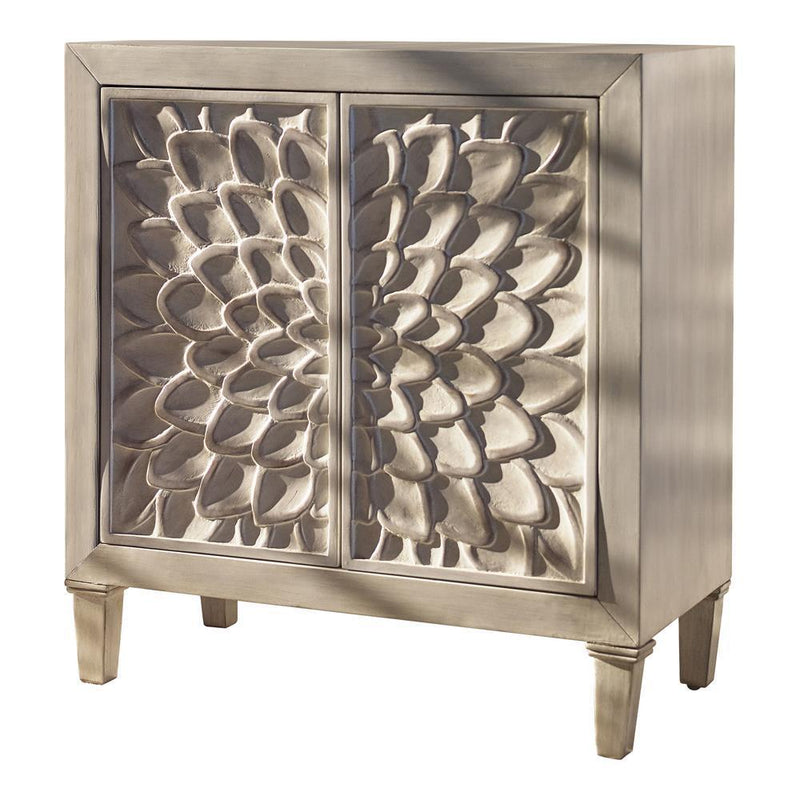 Accent Cabinet With Floral Carved Door - Beige-Washburn's Home Furnishings