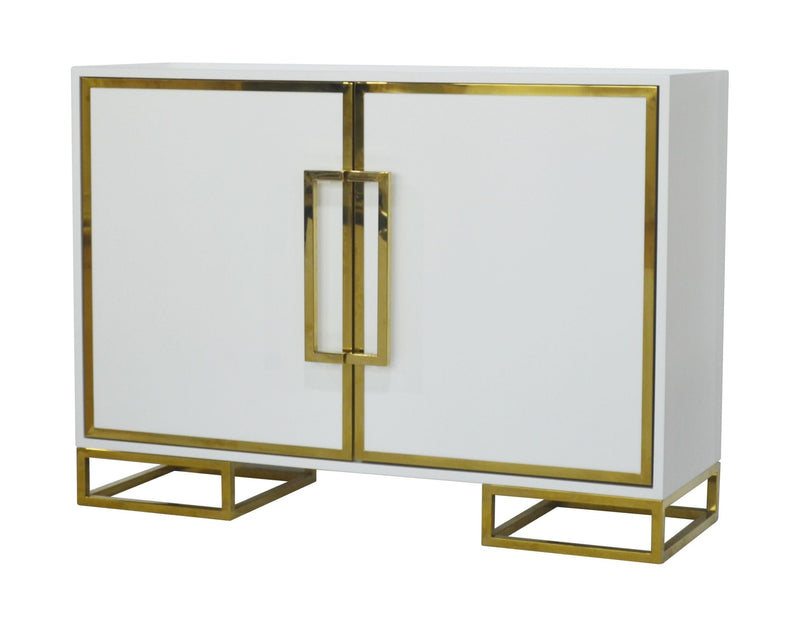 Accent Cabinet With Gold Metal Base - White-Washburn's Home Furnishings