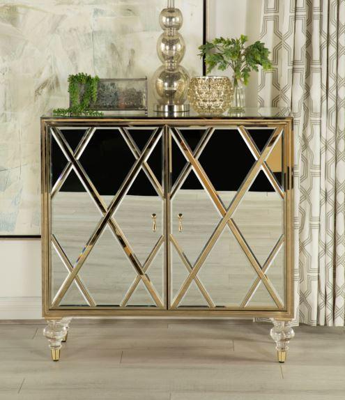 Accent Cabinet With Latticed Design - White-Washburn's Home Furnishings