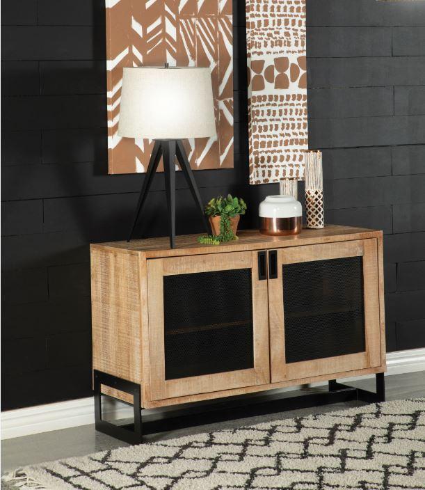 Accent Cabinet With Mesh Panels - Light Brown-Washburn's Home Furnishings