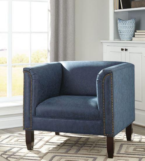 Accent Chair With Nailhead Trim - Blue-Washburn's Home Furnishings