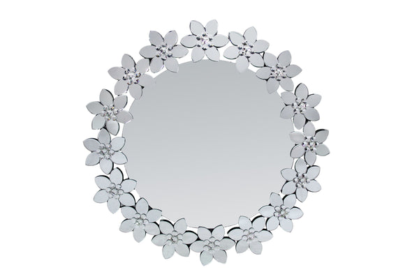 Accent Mirror With Floral Frame - Pearl Silver-Washburn's Home Furnishings