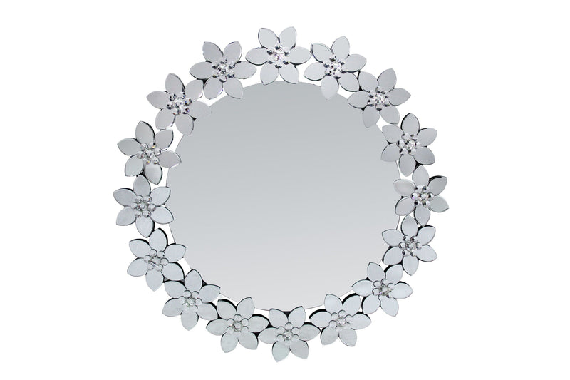 Accent Mirror With Floral Frame - Pearl Silver-Washburn's Home Furnishings