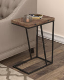 Accent Table C-shape - Rustic Tobacco Herringbone -Washburn's Home Furnishings