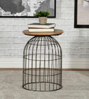 Accent Table With Cage Base - Light Brown-Washburn's Home Furnishings